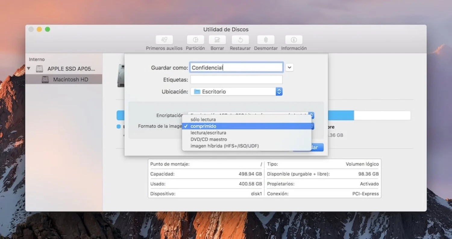 Cifrar archivos y carpetas con contraseña en macOS