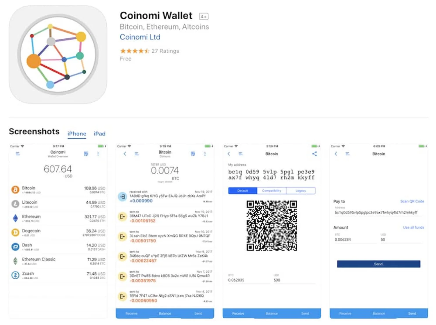 Coinomi: Wallet para criptodivisas en iOS y Android